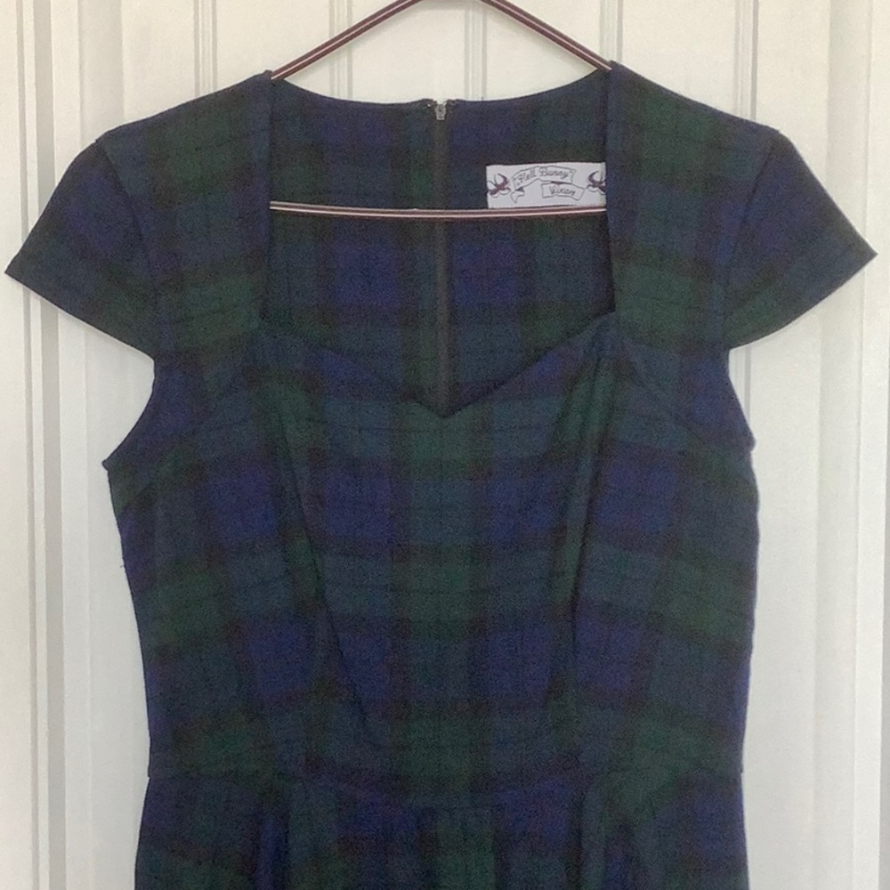 Hell Bunny tartan plaid fit and flare dress.